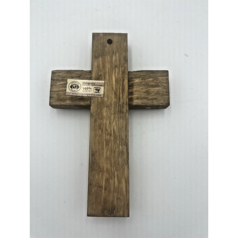Mexican Folk Art Cross Oremus Mercy Wood Milagros Virgin Mary Religious Crucifix - Picture 7 of 8